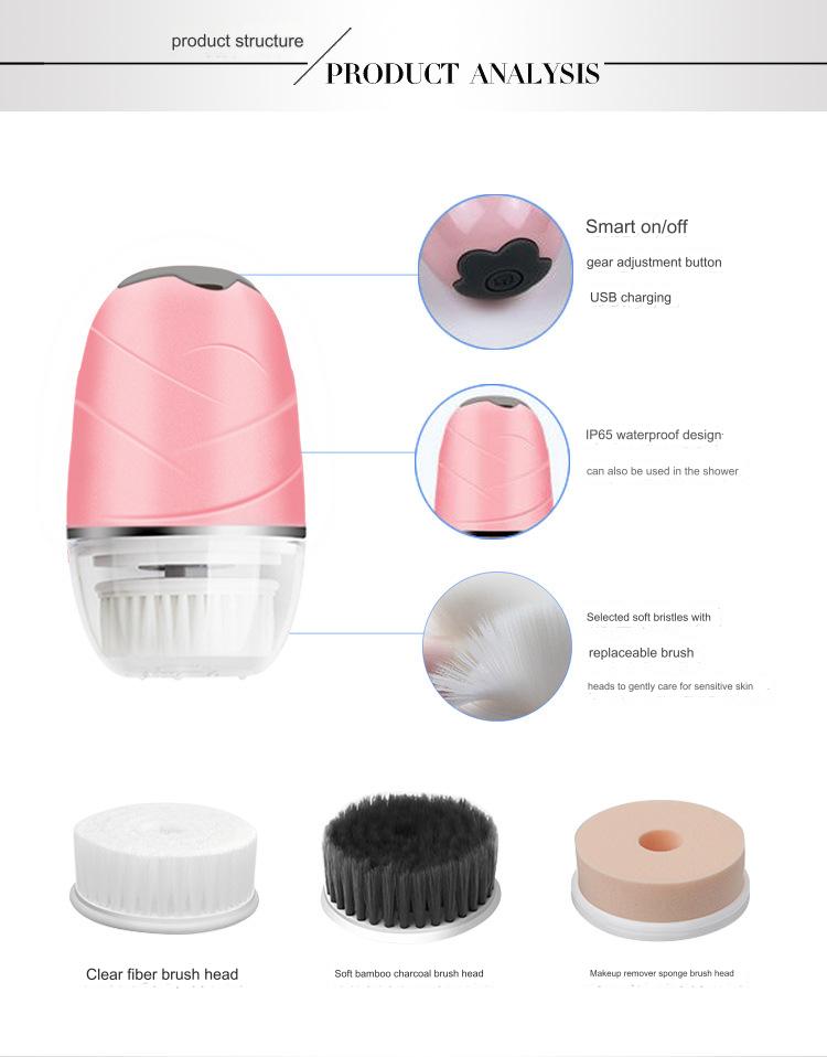 IP65 waterproof pore cleaning rotating facial cleansing device